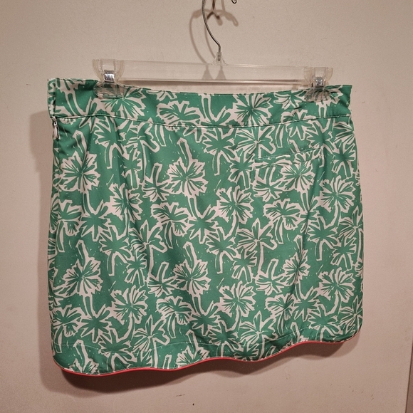 Zellos Women's Green Floral Mini Skirt Skort Sz  10- Tennis Preppy Golf Resort - Picture 6 of 7